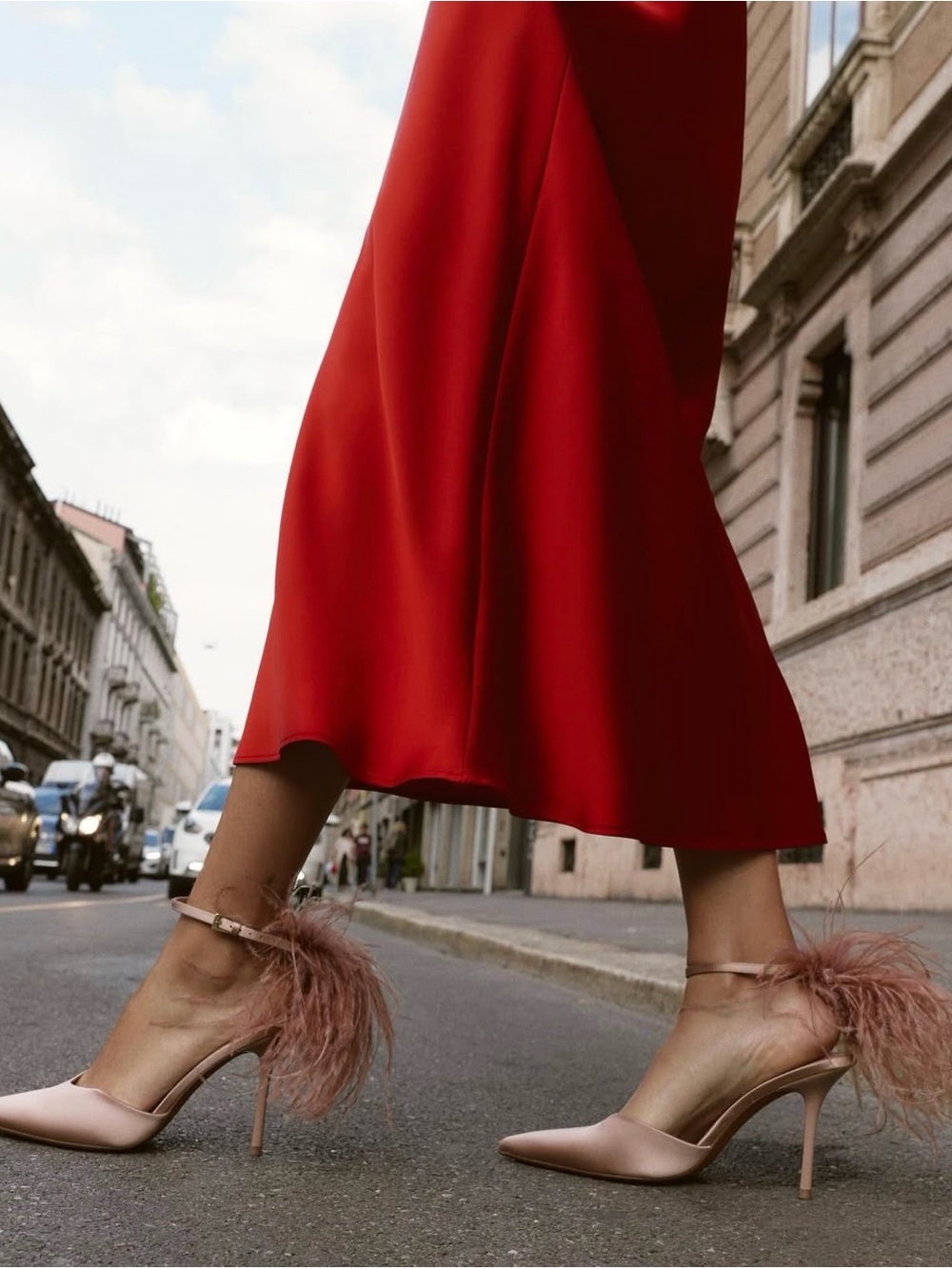 Zara feather heeled shoes